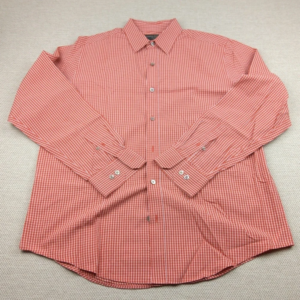 Banana Republic Relaxed Fit Button Down Shirt, Lt. Red/White Check Pattern, Sz M
